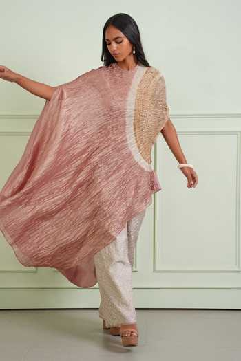 Twenty Nine Beige Silk Crushed Bandhani Pant at Aza Fashions Twenty Nine_Beige Silk Crushed Bandhani Pant _at_Aza_Fashions