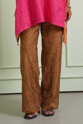 Shop Twenty Nine Brown Silk Crushed Bandhani Pant Online at Aza Fashions Shop_Twenty Nine_Brown Silk Crushed Bandhani Pant _Online_at_Aza_Fashions