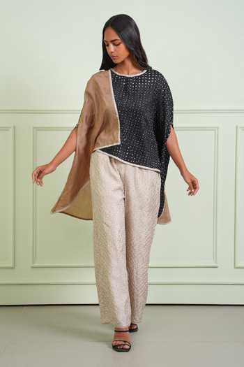 Buy Twenty Nine Black Silk Round Neck Crushed Bandhani Asymmetric Top Online at Aza Fashions Buy_Twenty Nine_Black Silk Round Neck Crushed Bandhani Asymmetric Top _Online_at_Aza_Fashions