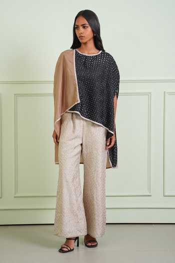 Shop Twenty Nine Black Silk Round Neck Crushed Bandhani Asymmetric Top Online at Aza Fashions Shop_Twenty Nine_Black Silk Round Neck Crushed Bandhani Asymmetric Top _Online_at_Aza_Fashions