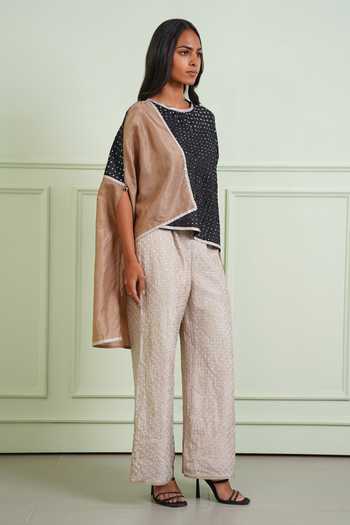 Twenty Nine Black Silk Round Neck Crushed Bandhani Asymmetric Top at Aza Fashions Twenty Nine_Black Silk Round Neck Crushed Bandhani Asymmetric Top _at_Aza_Fashions