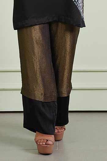 Twenty Nine_Black Tissue, Modal Metallic Palazzo _Online_at_Aza_Fashions