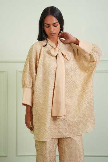 Twenty Nine Bow Tie Textured Bandhani Shirt