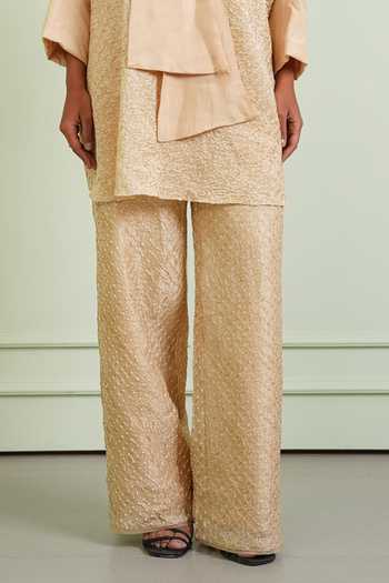 Twenty Nine_Gold Silk Crush Bandhani Pant _Online_at_Aza_Fashions