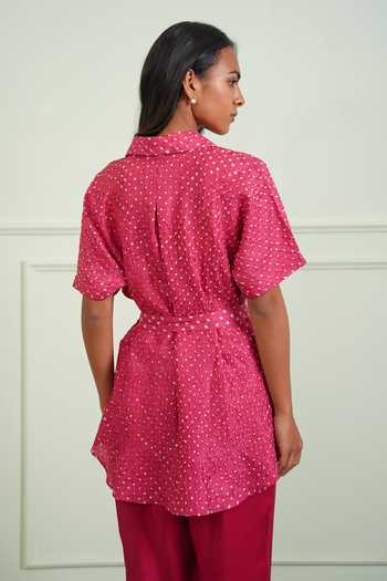 Twenty Nine Bandhani Pattern Pure Silk Shirt 