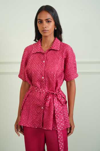 Twenty Nine Bandhani Pattern Pure Silk Shirt 