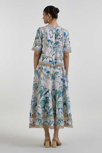 SOBARIKO Penelope Print Rafia Top & Skirt Set 