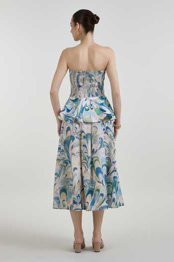 SOBARIKO Penelope Print Peplum Top & Skirt Set 