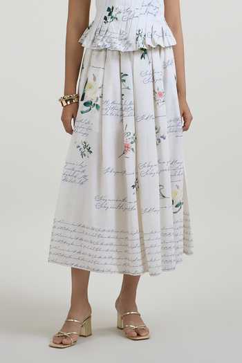 Buy SOBARIKO Ivory Linen One Shoulder Poetry Fanfare Top With Skirt Buy_SOBARIKO_Ivory Linen One Shoulder Poetry Fanfare Top With Skirt