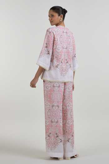 SOBARIKO Anna Vintage Floral Print Top & Pant Set