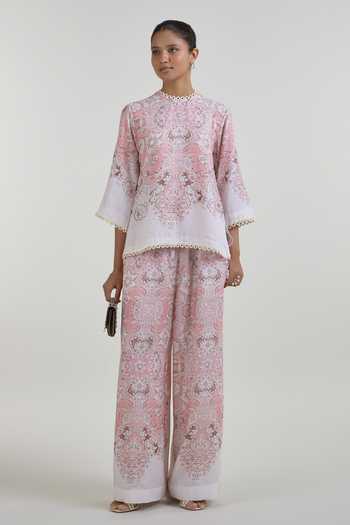 SOBARIKO Anna Vintage Floral Print Top & Pant Set