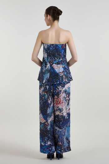 SOBARIKO Mosaic Print Strapless Top & Pant Set
