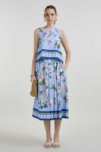 SOBARIKO Blaire Floral Print Top Skirt Set