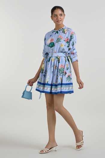 SOBARIKO Blaire Floral Print Mini Dress With Belt