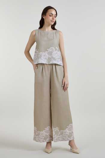 SOBARIKO Lucy Lace Print Top & Pant Co-Ord Set