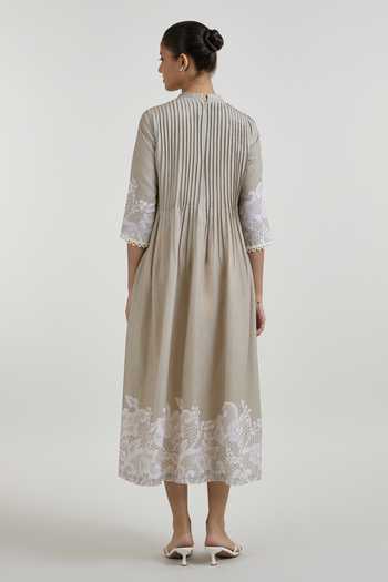 SOBARIKO Lucy Lace Print Pleated Dress