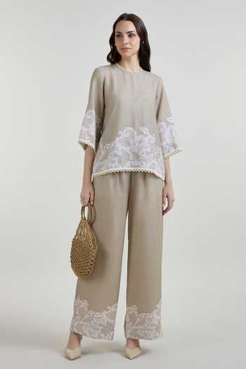 SOBARIKO Lucy Lace Print Top & Pant Set