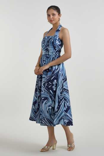 SOBARIKO Marbela Marble Print Halter Dress