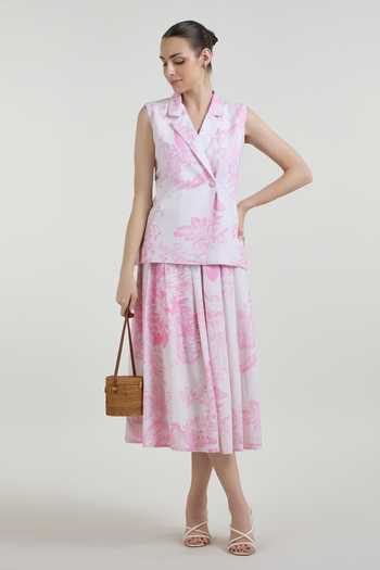 SOBARIKO Rosia Printed Blazer & Skirt Set 