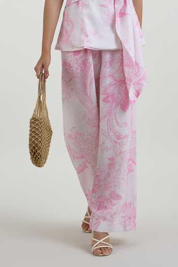 Buy SOBARIKO Pink Linen Bandeau Neck Rosia Strapless Top And Pant Set Buy_SOBARIKO_Pink Linen Bandeau Neck Rosia Strapless Top And Pant Set
