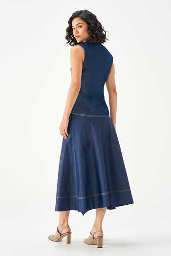 NOTEBOOK Mikel Asymmetrical Denim Waistcoat & Skirt Set 