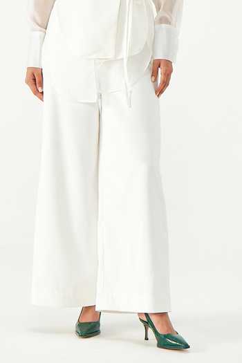 NOTEBOOK White Rayon Notched Neck Olivia Terry Jacket And Pant Set Online at Aza Fashions NOTEBOOK_White Rayon Notched Neck Olivia Terry Jacket And Pant Set _Online_at_Aza_Fashions