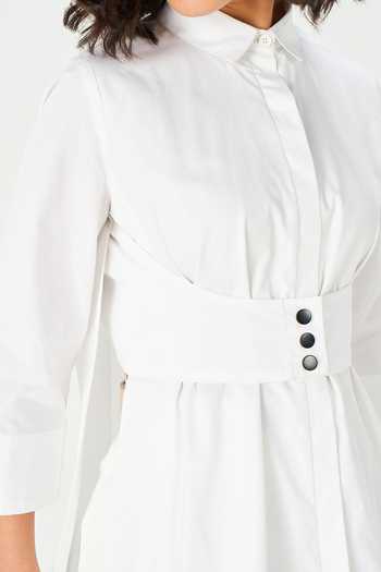 Buy_NOTEBOOK_Ivory Cotton Collared Neck Matilda Tunic Shirt _Online_at_Aza_Fashions