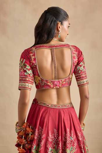 Buy Kalista Red , Saranya Hand Embroidered Tropical Print Lehenga Set Online at Aza Fashions Buy_Kalista_Red , Saranya Hand Embroidered Tropical Print Lehenga Set _Online_at_Aza_Fashions