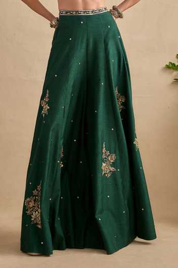 Buy Kalista Green Silk, Viscose Scoop Neck Shanaya Embroidered Blouse Sharara Set Online at Aza Fashions Buy_Kalista_Green Silk, Viscose Scoop Neck Shanaya Embroidered Blouse Sharara Set _Online_at_Aza_Fashions