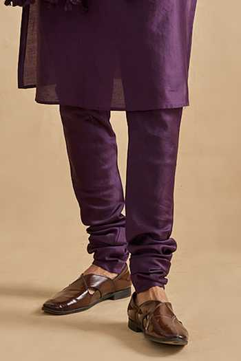 Kalista_Purple Silk, Chanderi, Viscose Aarush Kurta Set With Tonal Dupatta _Online_at_Aza_Fashions