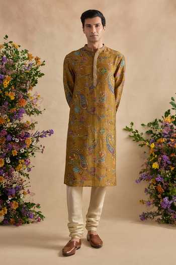 Buy Kalista Green Silk, Chanderi, Viscose Aadhyan Print Kurta And Churidar Set Online at Aza Fashions Buy_Kalista_Green Silk, Chanderi, Viscose Aadhyan Print Kurta And Churidar Set _Online_at_Aza_Fashions
