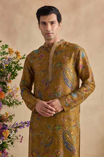Kalista Green Silk, Chanderi, Viscose Aadhyan Print Kurta And Churidar Set at Aza Fashions Kalista_Green Silk, Chanderi, Viscose Aadhyan Print Kurta And Churidar Set _at_Aza_Fashions