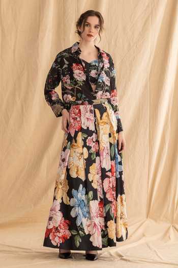 Dried Flowers Floral Garden Print Shirt 