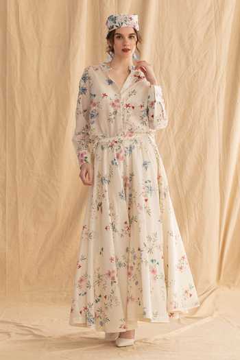 Dried Flowers Ditsy Floral Print Silk Chanderi Shirt 