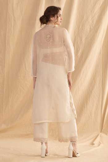 Dried Flowers Floral Applique Kurta Set 