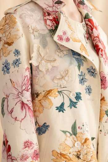 Shop_Dried Flowers_Multi Color Silk, Cotton Collared Neck 3d Embroidered Jacket _Online_at_Aza_Fashions