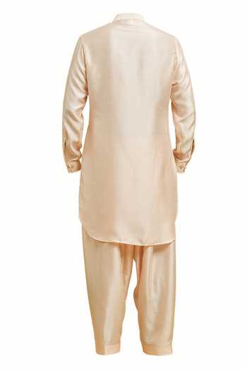 Rng Safawala Resham Embroidered Kurta & Patiala Pant Set For Kids