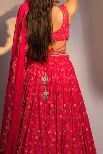 Redpine Designs Floral Garden Print Lehenga Set For Kids