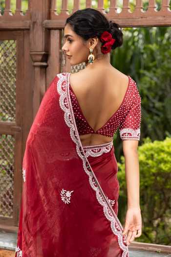 Devkalii Placement Embroidered Saree With Blouse 