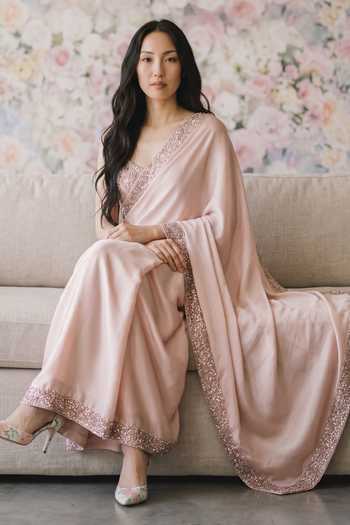 Devkalii Sequin Embellished Saree With Blouse 
