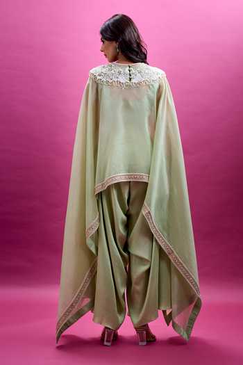 Anamika Khanna Placement Embroidered Cape Draped Pant Set 