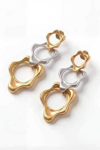 Mnsh Dual-Tone Fluid Trio Earrings 