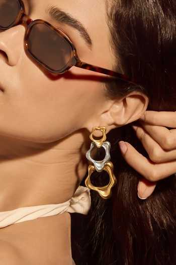 Mnsh Gold Plated Dual-tone Fluid Trio Earrings at Aza Fashions Mnsh_Gold Plated Dual-tone Fluid Trio Earrings _at_Aza_Fashions