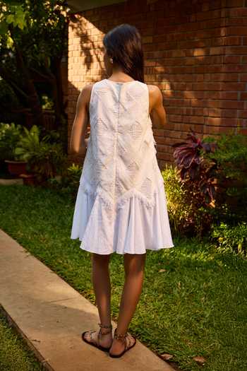 Needleten Short Linen Flare Shift Dress 