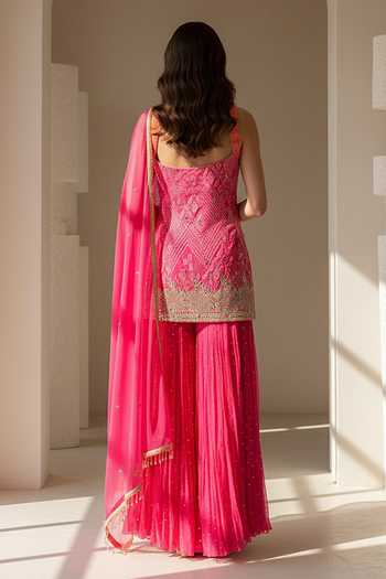 Basanti Kapde aur Koffee Rose Radiance Embroidered Sharara Set