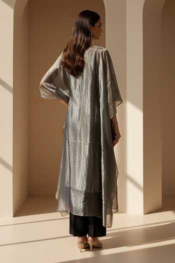 Basanti Kapde aur Koffee Embroidered Kurta & Palazzo Set 