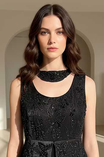 Basanti Kapde aur Koffee Black Satin Scoop Neck, Yes Pearl Embellished Kurta Set Online at Aza Fashions Basanti Kapde aur Koffee_Black Satin Scoop Neck, Yes Pearl Embellished Kurta Set _Online_at_Aza_Fashions