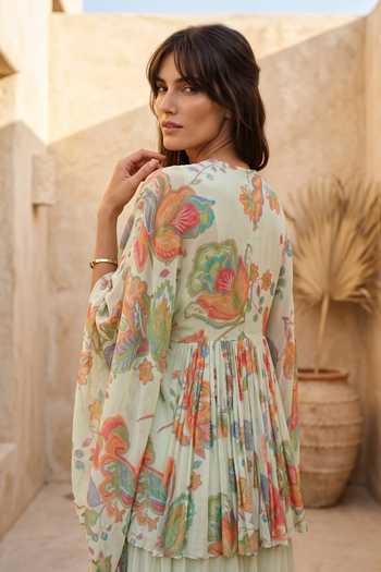 Buy Basanti Kapde aur Koffee Ivory Georgette Round Neck Floral Print Kurta And Sharara Set Online at Aza Fashions Buy_Basanti Kapde aur Koffee_Ivory Georgette Round Neck Floral Print Kurta And Sharara Set _Online_at_Aza_Fashions
