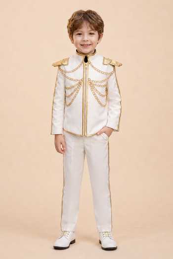 Buy Toplove White Crepe K-pop Inspired Jacket Online at Aza Fashions Buy_Toplove_White Crepe K-pop Inspired Jacket _Online_at_Aza_Fashions