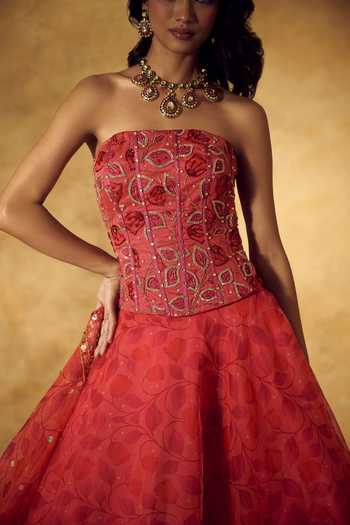 Rashika Sharma Pink Organza, Silk, Dupion Sequins, Beads, Zari, Sana Embroidered Lehenga Set Online at Aza Fashions Rashika Sharma_Pink Organza, Silk, Dupion Sequins, Beads, Zari, Sana Embroidered Lehenga Set _Online_at_Aza_Fashions